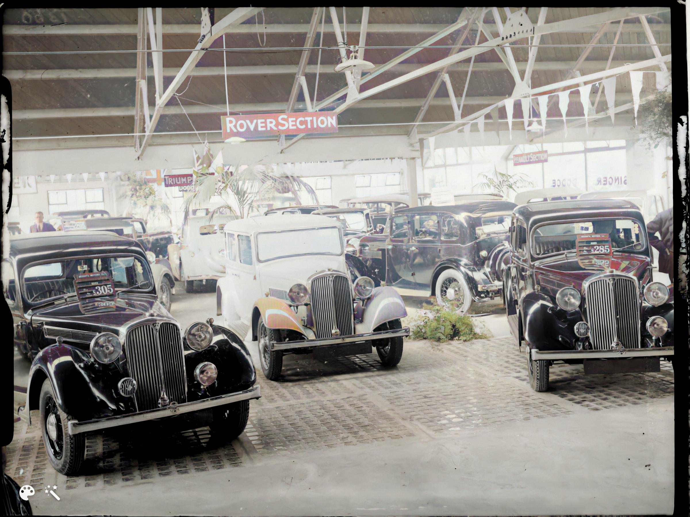 Pristine new Rovers for sale in Brighton in the 1930s