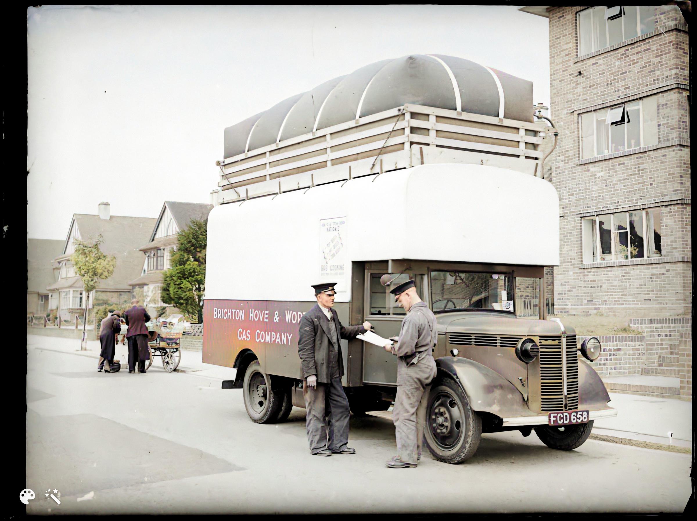 A gas-powered lorry, circa 1940