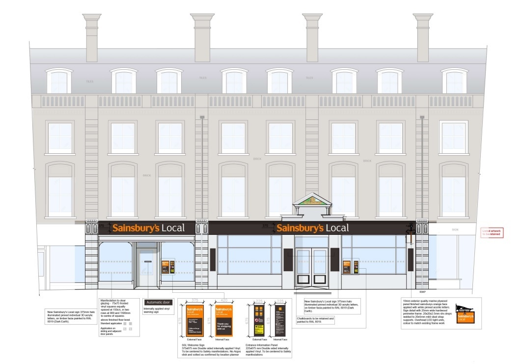 Sainsburys Local Church Road Hove proposed signs by JLA Architects